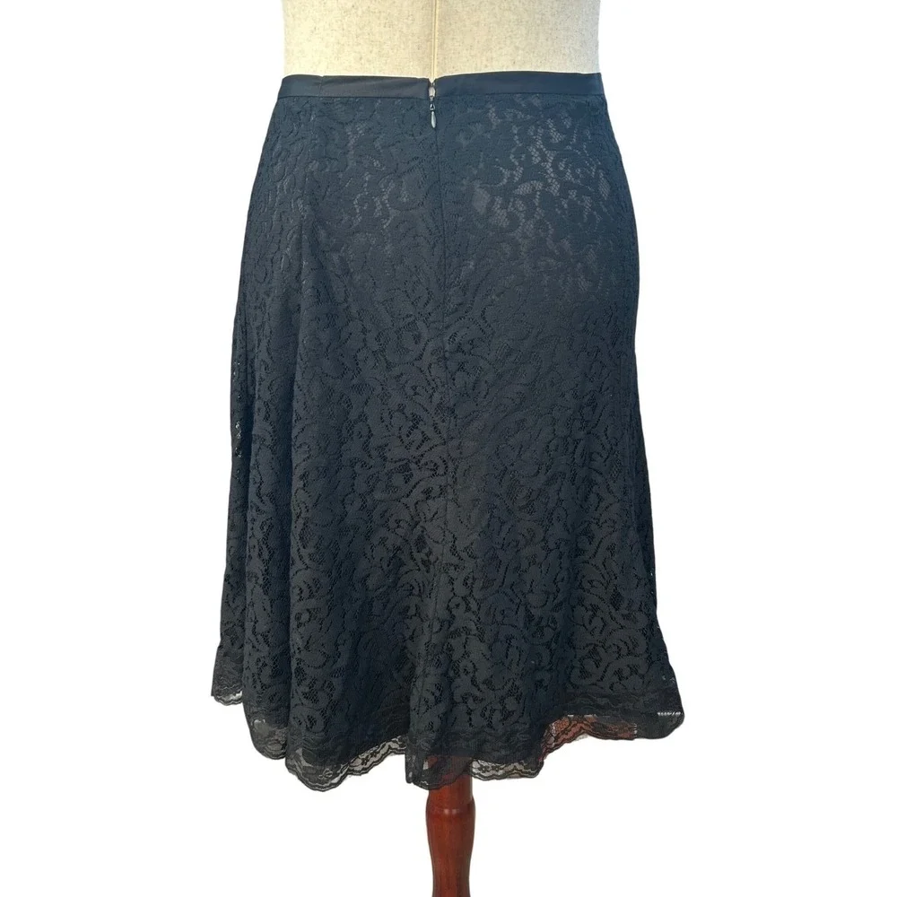 Lane Bryant Skirt Womens 14 Black All‎ Over Lace A-Line Midi Classic Romantic